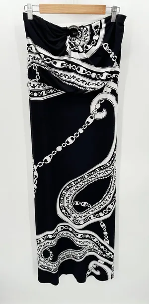 White House Black Market Dress Women XS Strapless Black‎ White Resort Birthday thumbnail 1