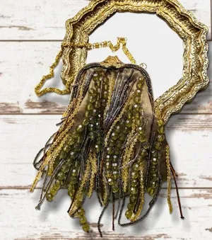 Women’s Small Beaded Evening Bag Brown thumbnail 1