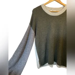 MADEWELL Olive Green/Gray/Beige Merino/Alpaca Wool Blend Crew Neck Sweater Small thumbnail 3