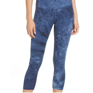 BEYOND YOGA Blue Tie Dye‎ Shanti Crop Leggings XS thumbnail 3