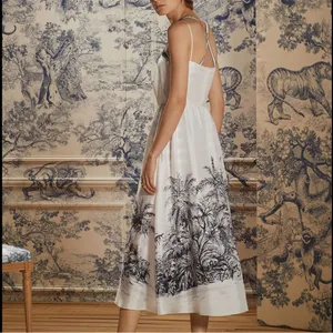 Christian Dior White and Black Tropical Print Dress thumbnail 2
