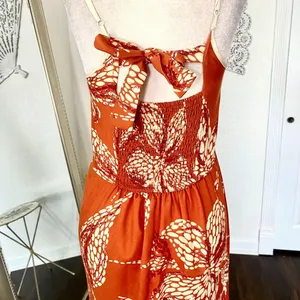band of the free Orange Floral Wrap Midi Maxi Dress Size S thumbnail 4