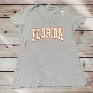 NEW Florida Graphic T-Shirt Womens S Blue V-Neck Short Sleeve‎ Casual Top Tee thumbnail 2