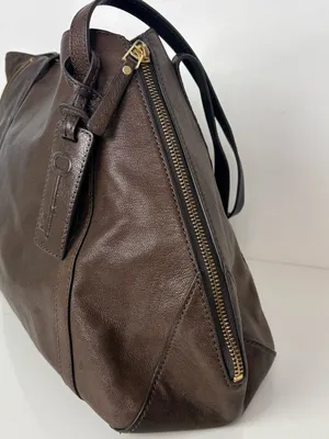 FOSSIL Gwen Shopper Tote Chocolate Brown Leather/Suede Shoulder Bag Convertible thumbnail 7