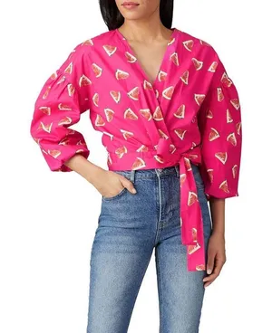 COLOR ME COURTNEY Emily Watermelon Print Wrap Top thumbnail 2