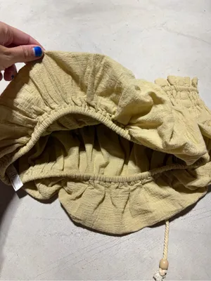 Free people Smocked Drawstring Bandeau Top strapless Pale Yellow XS thumbnail 7