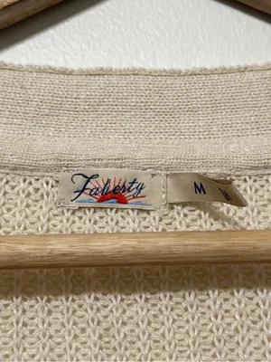 Faherty Miramar Linen Cardigan Sweater Size Medium Button Cream Natural thumbnail 3