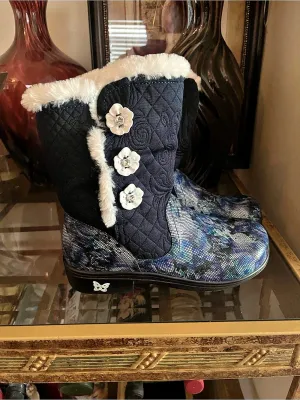 Alegria Nala Floral Winter Boots Black & Blue US 39 Like New thumbnail 5