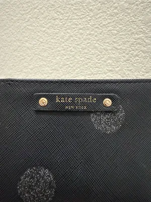 KATE SPADE Haven Lane Graham Glitter Black Crossgrain Leather Card Case Wallet thumbnail 6