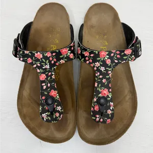 Birkenstock Papillio Black and Pink Floral Sandals with Cork Footbed Sz 6-6.5 thumbnail 2