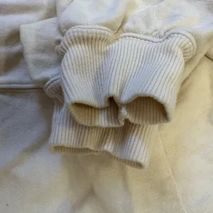 Anthropologie Pilcro Cream Long sleeve V-Neck Raw hem crop Sweatshirt Size Small thumbnail 8
