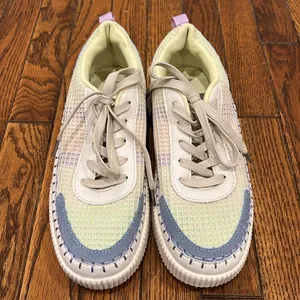 Nicole Miller New York Brita‎ Woven Rainbow Pastel Platform Sneakers Womens 10 thumbnail 4