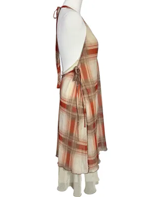 Free People Retro 90s Grunge Seeing Double Plaid Layered Midi Slip Dress Medium thumbnail 7