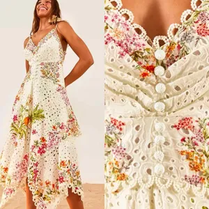 FARM RIO Delicate Forest Scarves Midi Dress Eyelet Lace Asymmetric Size XS thumbnail 11