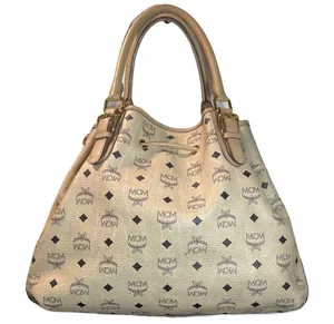 Vintage MCM Cream Visetos Monogram Drawstring Bucket Shoulder Bag Tote thumbnail 2