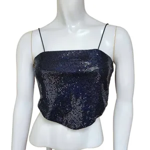 Rue 21 Black Sequined Handkerchief Cropped Top (M) thumbnail 4