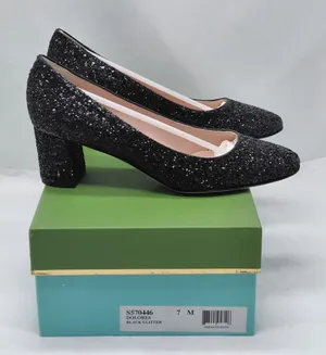 $238 Kate Spade Womens Heels Size 7M Black Glitter Pumps Wedding Party Holiday thumbnail 1