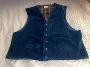 Vintage London Fog Navy Corduroy Unisex Vest Size XL thumbnail 1
