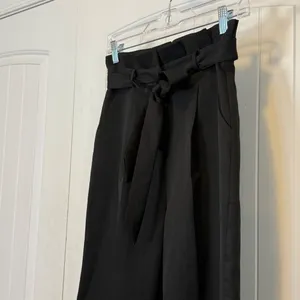 Lulus Black Paperbag Waist Tapered Pants High Rise Tie Waist Trousers Small thumbnail 9