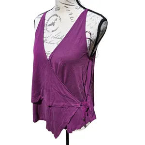 Free People Magenta‎ Purple Wrap Tie Top Small thumbnail 3