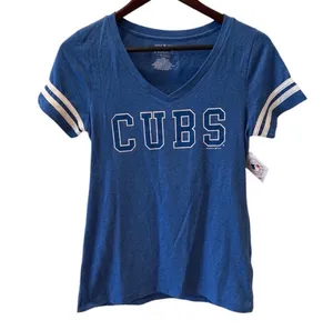 Genuine Merchandise NWT Chicago Cubs Retro Tshirt Vneck Blue White S MLB Baseball thumbnail 1