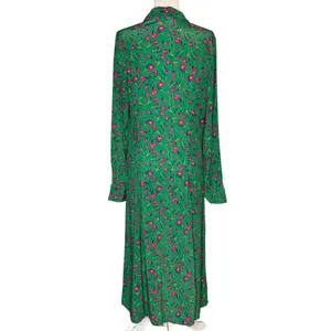 Long Tall Sally Green Button Front Midi Dress US 12 Large Shift Pink Floral thumbnail 8
