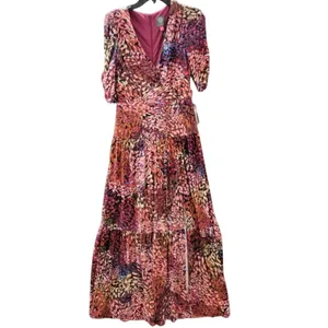 Vince Camuto V-Neck Shirred Maxi Dress in Purple / Multicolor Size 20W MSRP $179 thumbnail 5