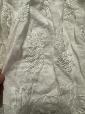Cara Cara White Linen Eyelet Mini Skirt XS Embroidered Lace Hem thumbnail 5