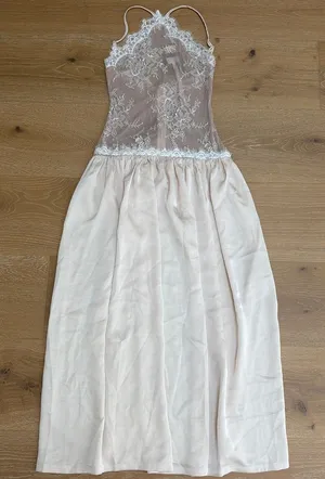 Innovare Denim Maxi Dress Lace Cadwalader Size S Nude Blush thumbnail 1