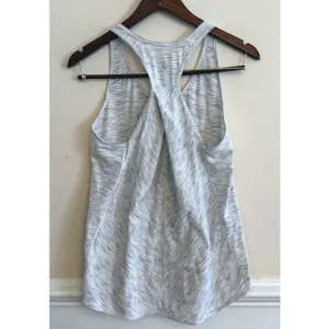 Lululemon Essentials Pleated Racerback Tank Top Sz 6 Tiger Space Dye Hail White‎ thumbnail 5