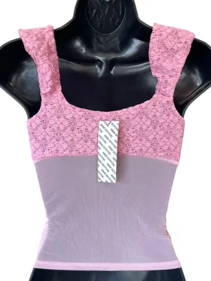 Urban Outfitters Kimchi Blue Dalilah Lace Cropped Top in Pink Small thumbnail 7