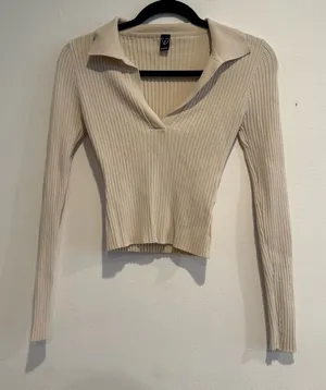 Windsor Cream Ribbed Long Sleeve Top thumbnail 1