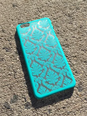 iPhone 6Plus/ 6s Plus Fashion Flower Lace Shockproof Hard Case Teal thumbnail 2