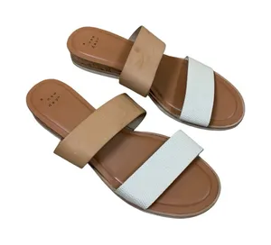A‎ New Day Tan White Double Strap Slide Sandals Comfort Cork Platform Boho 10 thumbnail 1