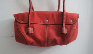 Mini flap over purse handback pocketbook velvety bag in red. thumbnail 5
