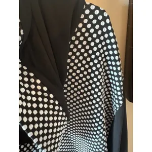 Grace Black White Polka Dot Cowl Neck Tunic Top Mixed Pattern Zipper Detail L thumbnail 3