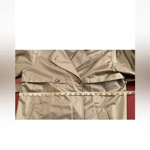 Worthington Essentials Womens 10P Olive Trench Coat Vintage Petite Raincoat Belt thumbnail 5