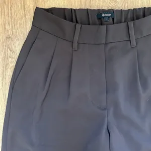 Quince Stretch Crepe Pleated Wide Leg Pants Coffee Bean Brown Size 4 thumbnail 2