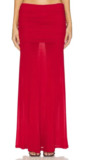 Runaway The Label Meila Romantic Cherry Chiffon Stretch Sheer Maxi Skirt XS NWT thumbnail 1