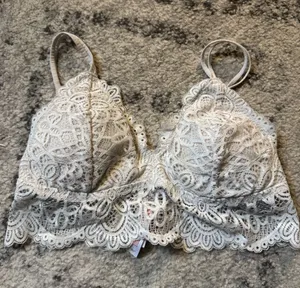 Colsie Ivory Lace Longline Bralette White Size M thumbnail 1