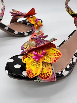 Betsey Johnson Camile Sandals 3D Butterfly Floral Ankle Strap Polka Dot Heel 5.5 thumbnail 15