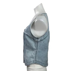 Madewell Womens Blue Light Wash Sleeveless Button Down Denim Jean Tank Top Sz 6 thumbnail 2