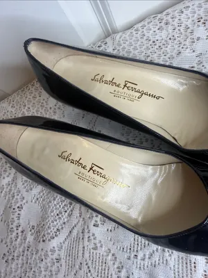 Salvatore Ferragamo Black Patent Leather kitten Heel heels pumps thumbnail 2