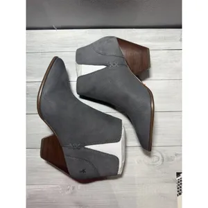 FRYE Reina Cut Out Short Gray Leather Slip On Womens Bootie Boots Size 10M 78394 thumbnail 10