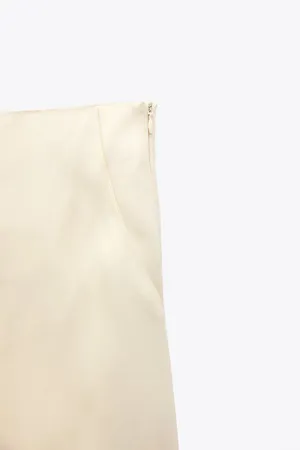 Zara NWT White STANDARD LENGTH SATIN TROUSERS. Size Large thumbnail 6