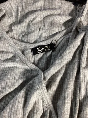 Miss Me Gray Ribbed Spaghetti Strap Surplice Dress With Slit Size Medium thumbnail 3