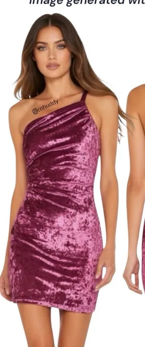 Superdown Pink Crushed Velvet One Shoulder Dress Size Medium thumbnail 1