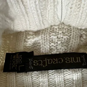 Inis Crafts Ireland Merino Wool Fisherman Cable Knit Zip Sweater Cream Small thumbnail 6