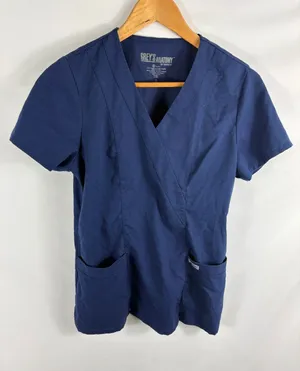 Greys Anatomy Navy Blue Short Sleeve Scrub Top Size Small thumbnail 1