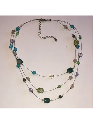 Multicolor Boho Wire Beaded Necklace Green thumbnail 2